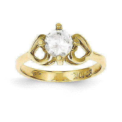 Polished Baby Ring 10k Gold Synthetic Diamond 10C1144