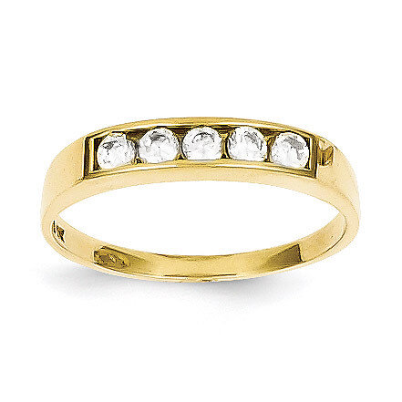 Polished Child&#39;s Ring 10k Gold Synthetic Diamond 10C1146