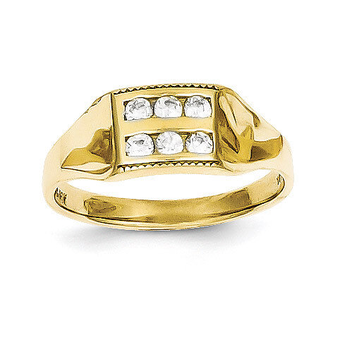 Polished Child's Ring 10k Gold Synthetic Diamond 10C1147