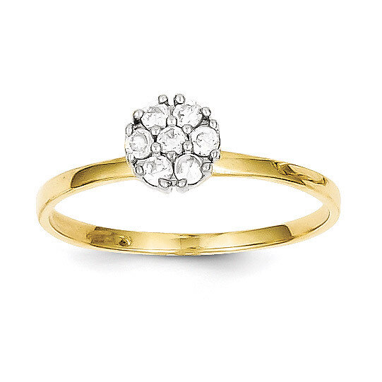 Cluster Promise Ring 10k Gold Synthetic Diamond 10C1175