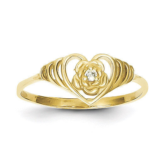 Heart Ring 10k Gold Synthetic Diamond 10C1181