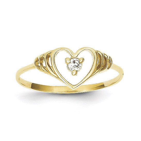 Heart Ring 10k Gold Synthetic Diamond 10C1188