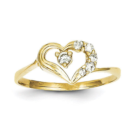 Heart Ring 10k Gold Synthetic Diamond 10C1191