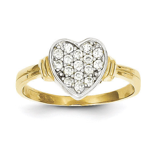 Synthetic Diamond Heart Ring 10K Gold &amp; Rhodium 10C1195