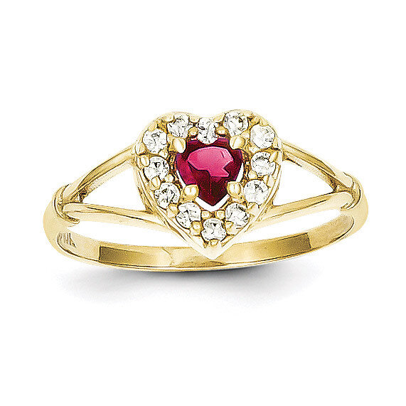 Red & White Synthetic Diamond Heart Ring 10k Gold 10C1201