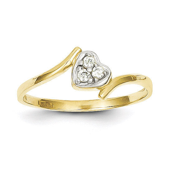 Synthetic Diamond Heart Ring 10K Gold & Rhodium 10C1212