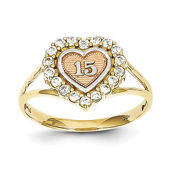 Sweet 15 Heart Ring 10k Two-Tone Gold 10C1220
