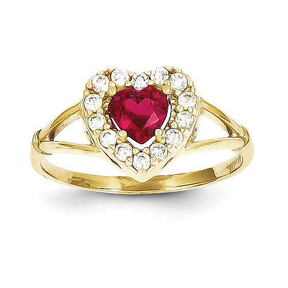 Red & White Synthetic Diamond Heart Ring 10k Gold 10C1227