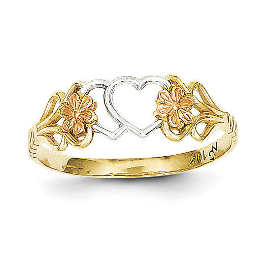 Double Heart Ring 10k Two-Tone Gold 10C1239