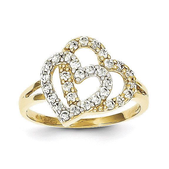 Double Heart Ring 10K Gold &amp; Rhodium 10C1247, MPN: 10C1247, 886774021102