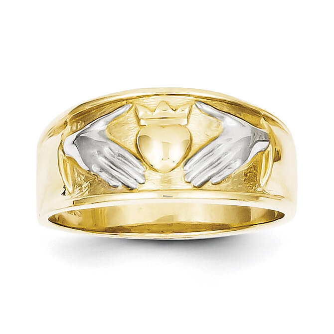 Men's Claddagh Ring 10K Gold & Rhodium 10C1269