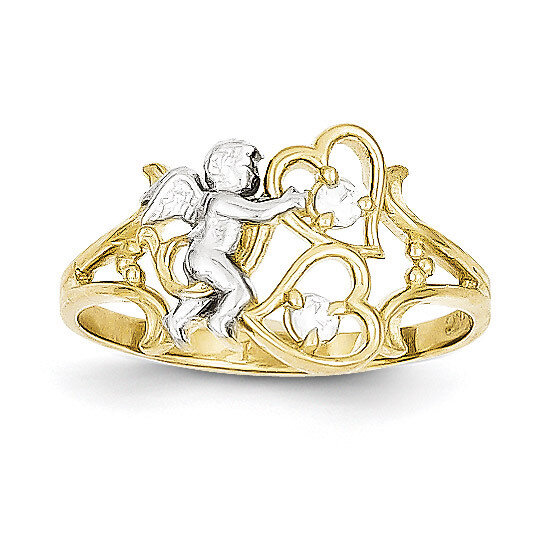 Angel with Hearts Ring 10k Gold Synthetic Diamond 10C1285