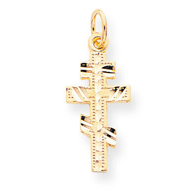 Solid Flat-Backed Eastern Orthodox Cross Pendant 10k Gold 10C283