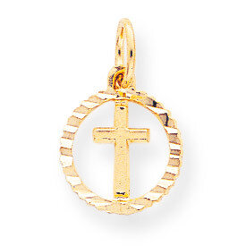 Solid Flat-Backed Cross in Circle for Eternal Life Charm 10k Gold 10C296, MPN: 10C296, 886774084299