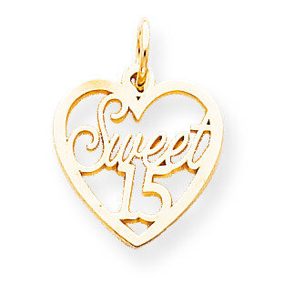 Sweet 15 in Heart Charm 10k Gold 10C338
