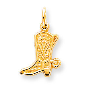 Solid Polished Cowboy Boot Charm 10k Gold 10C374