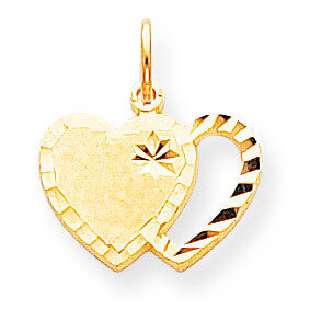 Solid Diamond-cut Double Heart Charm 10k Gold 10C402, MPN: 10C402, 883957344553