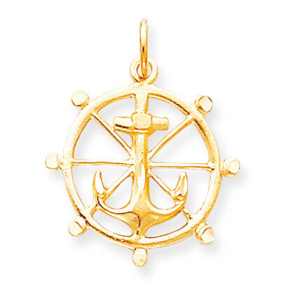 ANCHOR IN A WHEEL CHARM 10k Gold 10C562