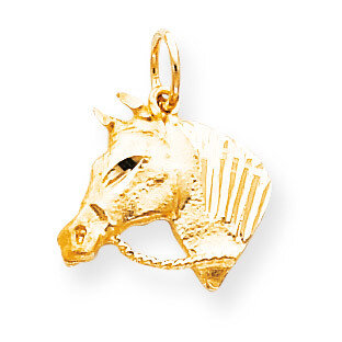 Solid Satin Horsehead with Reins Charm 10k Gold 10C573
