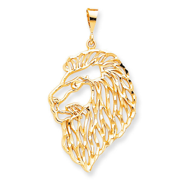 Solid Diamond-cut Lions Head Charm 10k Gold 10C579