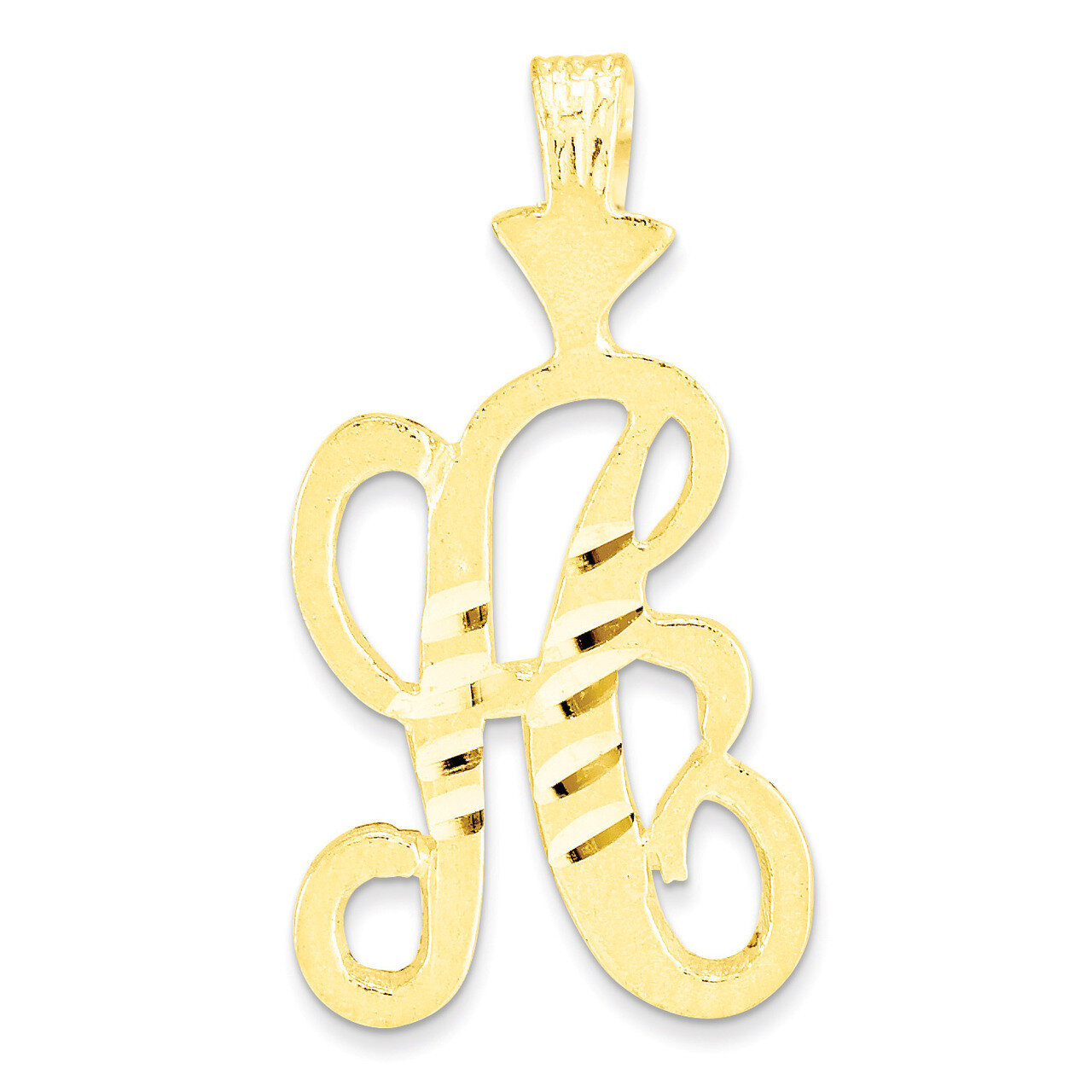 Diamond-cut Grooved Initial A Charm 10k Gold 10C767A