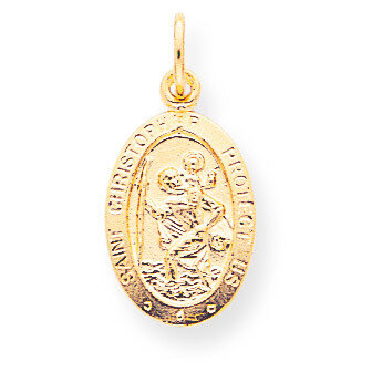 Solid Satin Polished Saint Christopher Pendant 10k Gold 10C85