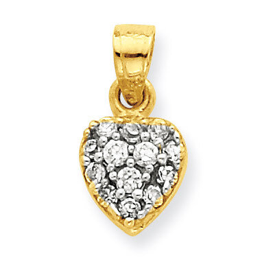 Cluster Heart Charm 10k Gold Synthetic Diamond 10C913