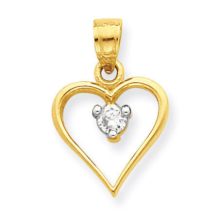 Heart Charm 10k Gold Synthetic Diamond 10C922