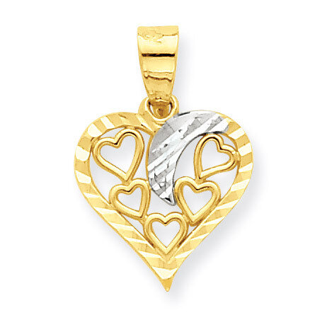 Heart Charm 10K Gold & Rhodium 10C929