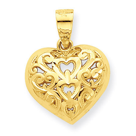 Diamond-Cut Heart Charm 10k Gold 10C932