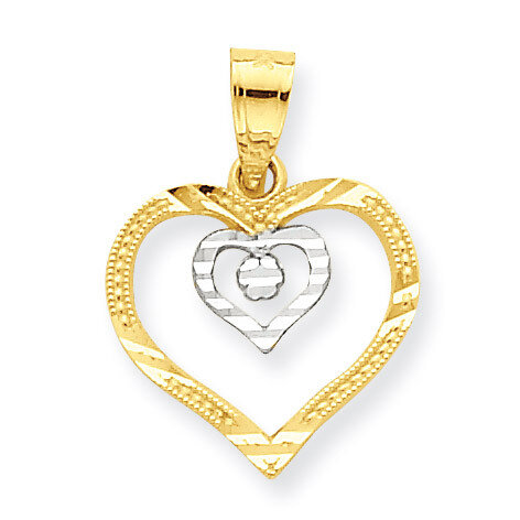 Heart Charm 10K Gold & Rhodium 10C933