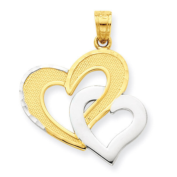 Double Heart Pendant 10K Gold &amp; Rhodium 10C934, MPN: 10C934, 886774022178