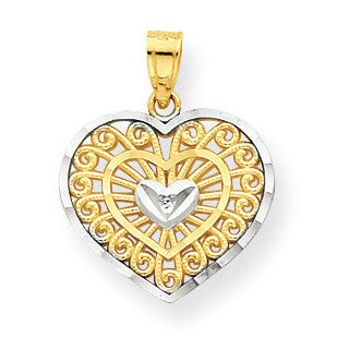 Heart Charm 10K Gold &amp; Rhodium 10C940, MPN: 10C940, 886774022239