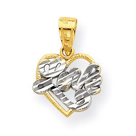 Love Heart Charm 10K Gold & Rhodium 10C946