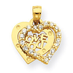 Small Synthetic Diamond I Love You Heart Charm 10k Gold 10C948