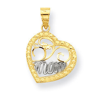 Mom Heart Charm 10K Gold & Rhodium 10C959