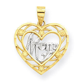 Mom Heart Charm 10K Gold & Rhodium 10C960