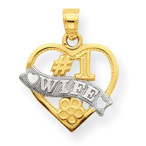 #1 Wife Heart Charm 10K Gold & Rhodium 10C964