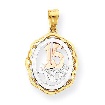 Sweet 15 Oval Pendant 10k Two-Tone Gold 10C973