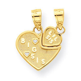 Big Sis, Lil Sis Break-apart Heart Charm 10k Gold 10C976