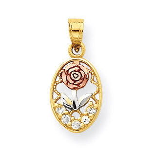 Synthetic Diamond Rose Charm 10k Two-Tone Gold 10C985, MPN: 10C985, 886774022680