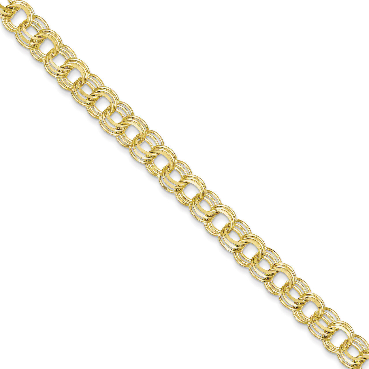 Triple Link Charm Bracelet 8 Inch 10k Gold 10CH12-8, MPN: 10CH12-8, 883957456539
