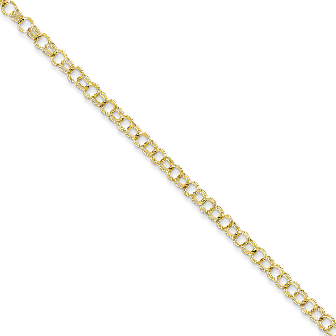 Solid Double Link Charm Bracelet 8 Inch 10k Gold 10CH1-8