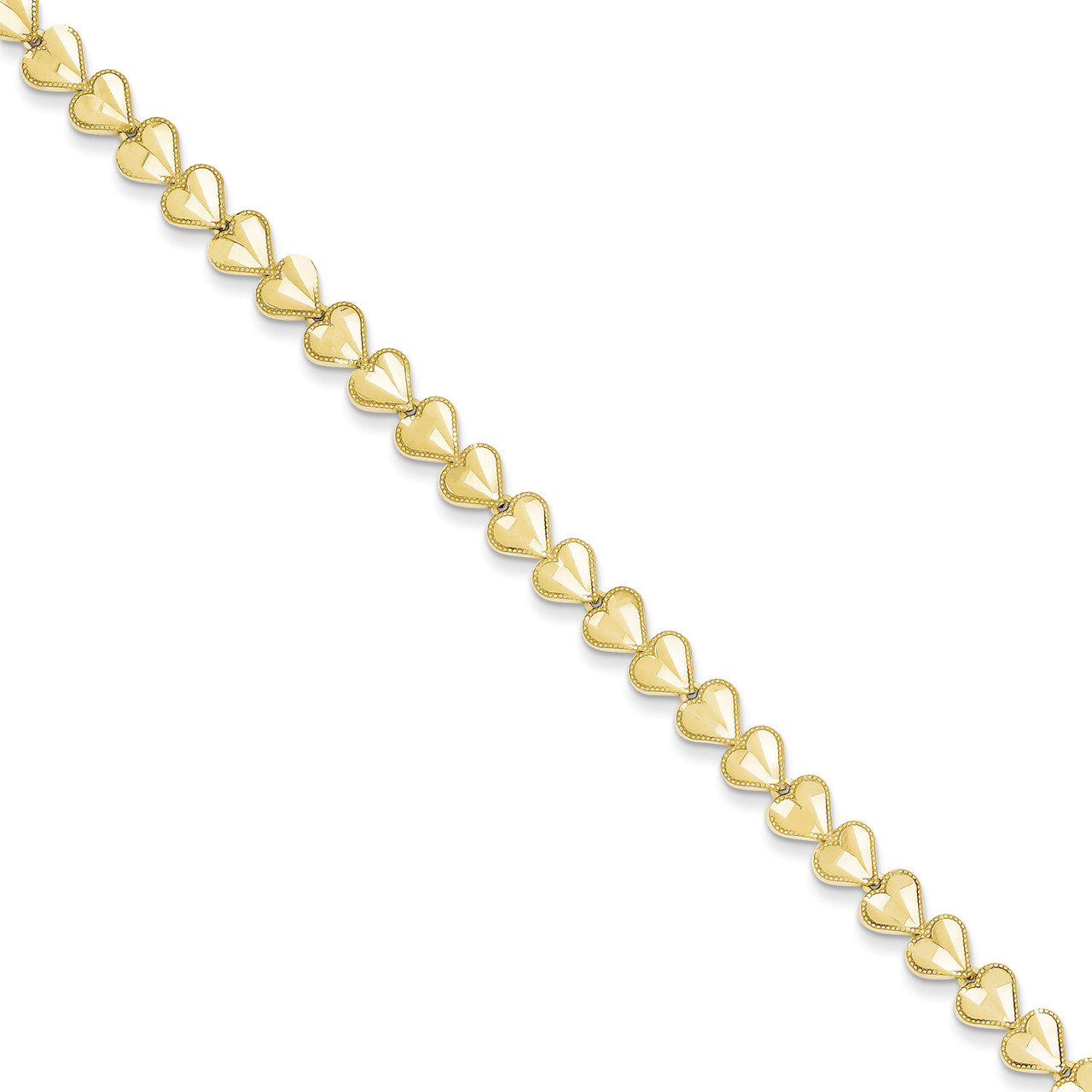 HEART Bracelet 7 Inch 10k Gold 10DC29-7