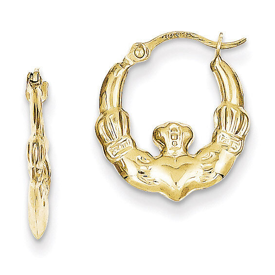 Claddagh Hollow Hoop Earrings 10k Gold 10ER259