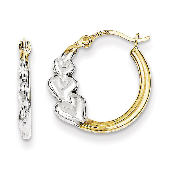 Hearts Hollow Hoop Earrings 10K Gold &amp; Rhodium 10ER264, MPN: 10ER264, 883957524245