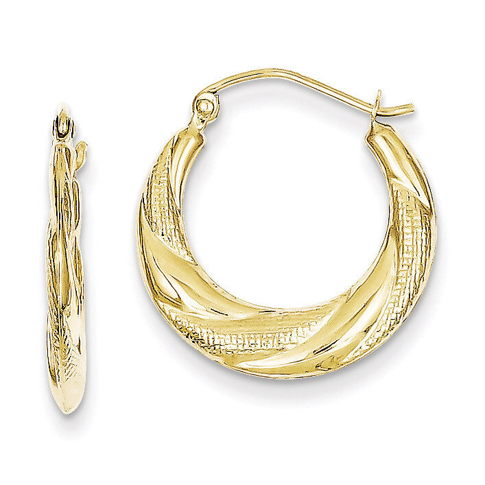 Textured Scalloped Hollow Hoop Earrings 10k Gold 10ER269