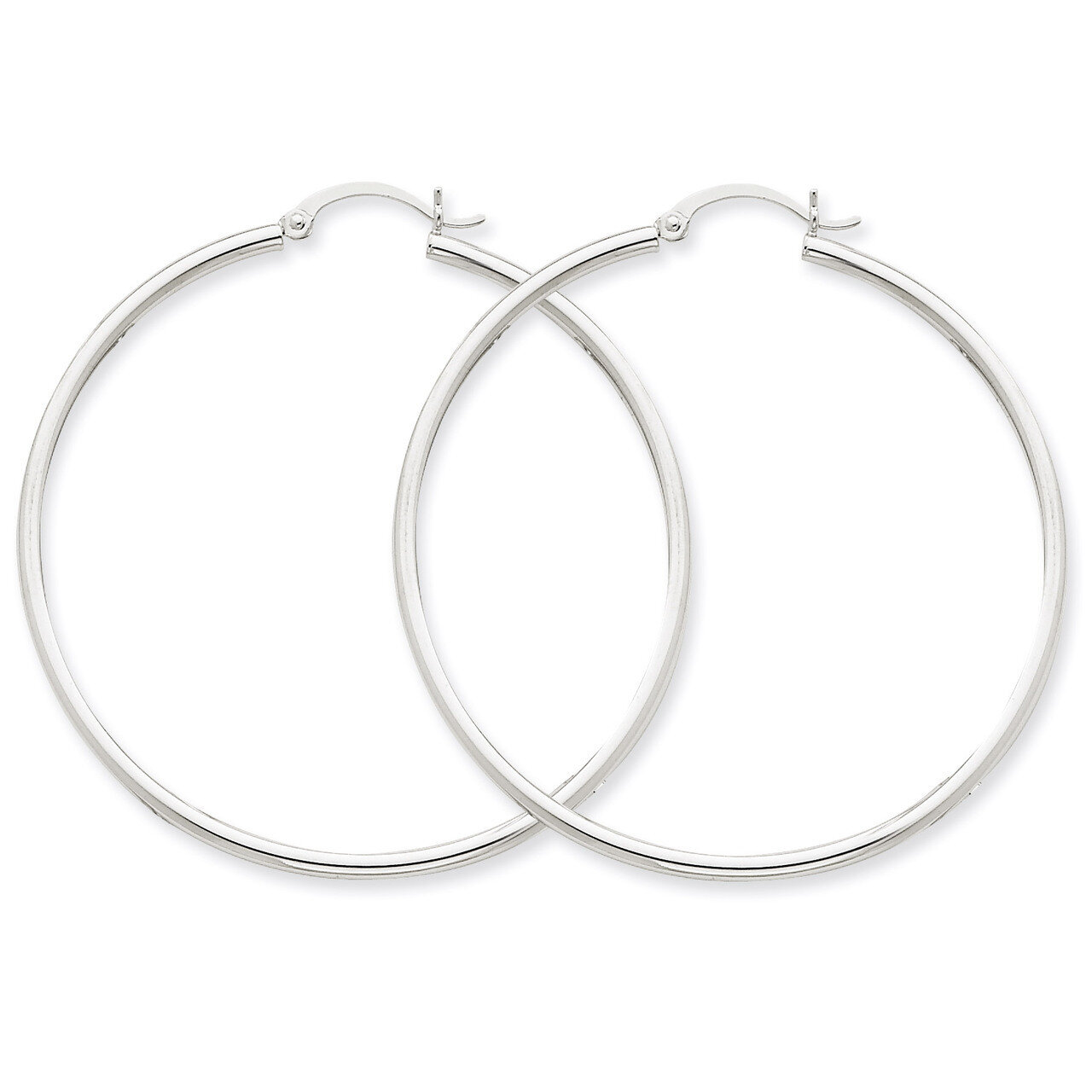 2mm Round Hoop Earrings 10k White Gold 10T833, MPN: 10T833, 883957895581