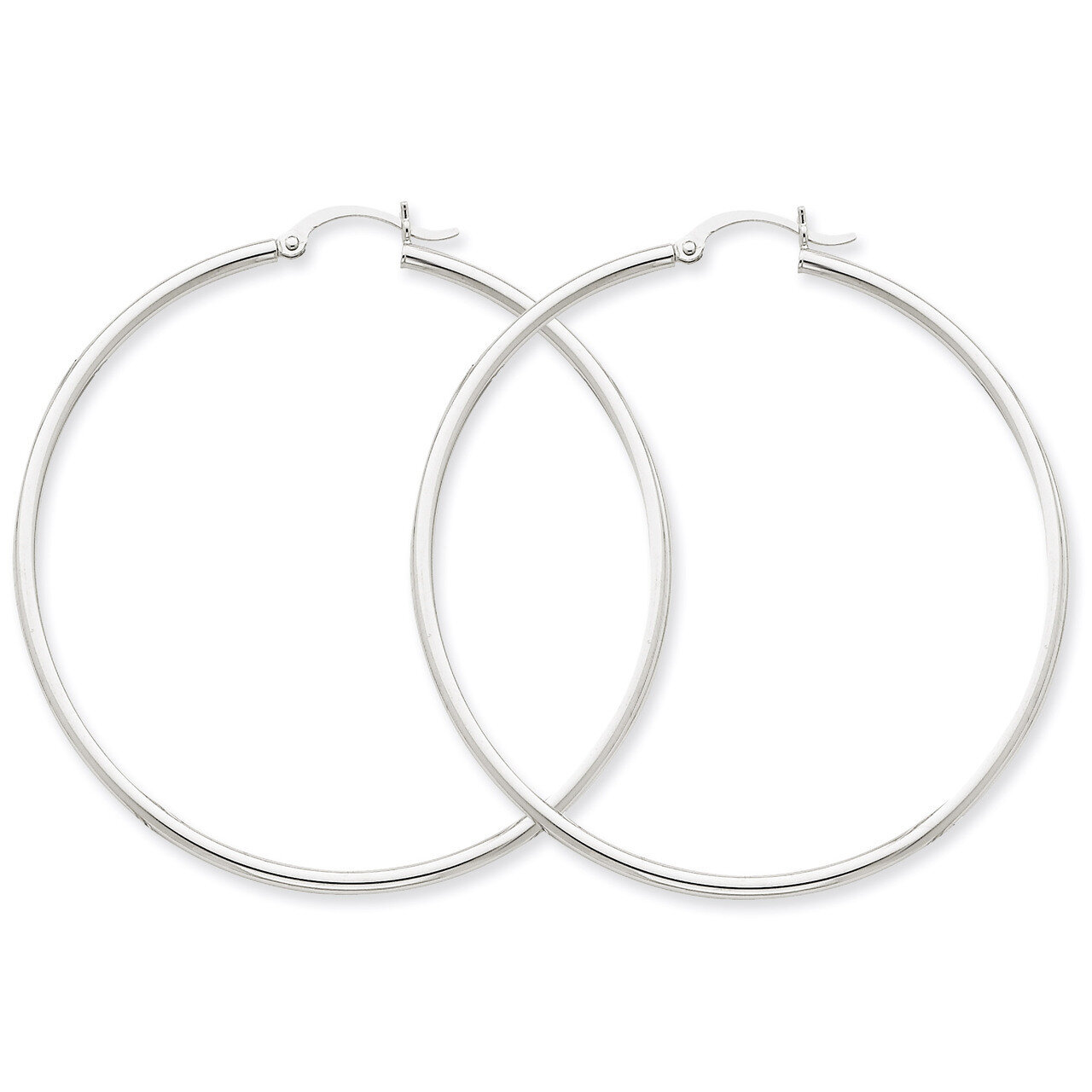 2mm Round Hoop Earrings 10k White Gold 10T834, MPN: 10T834, 883957895598