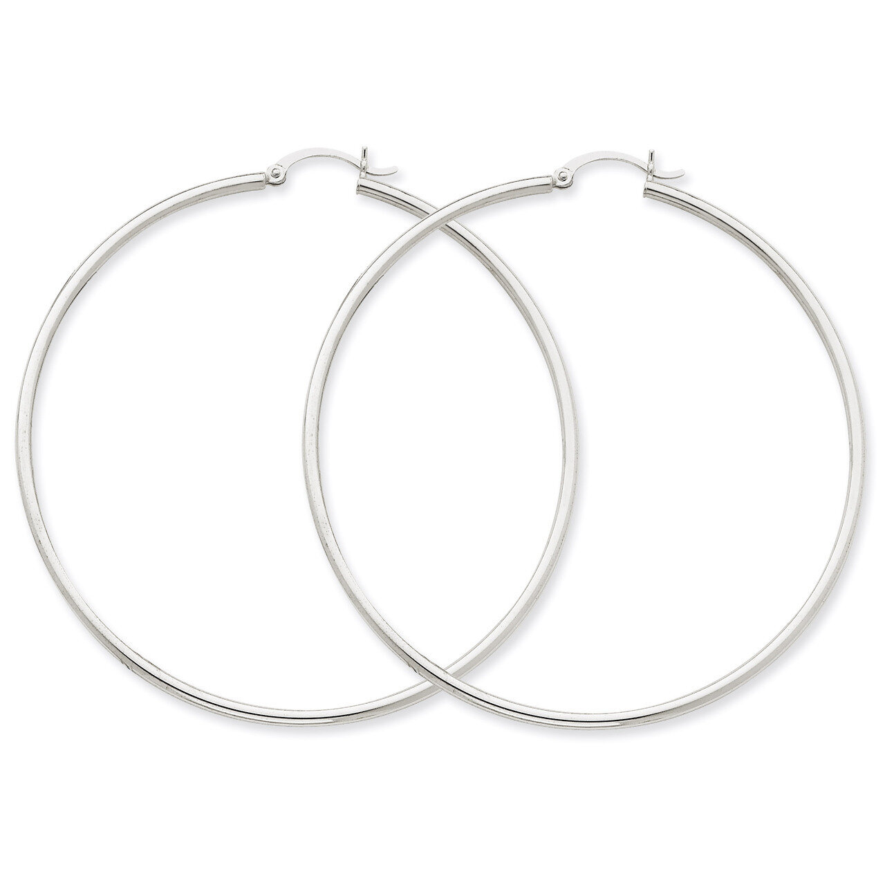 2mm Round Hoop Earrings 10k White Gold 10T836, MPN: 10T836, 883957895611